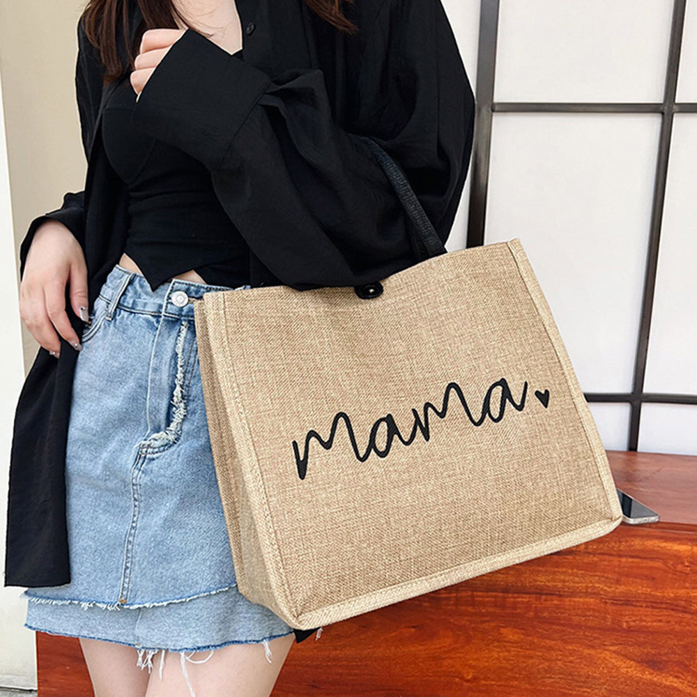 Jute Tote Bag with Handle Reusable Handbags Burlap Tote Mama Bag ST1