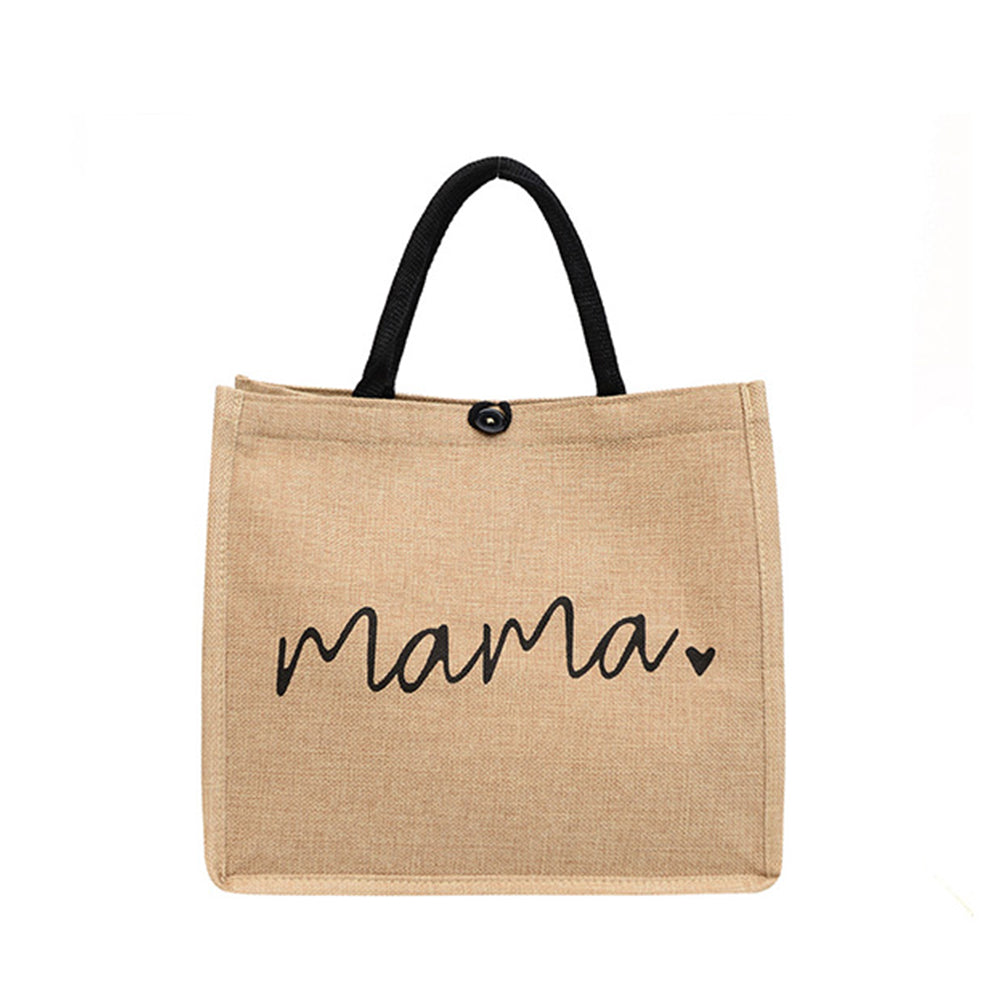 Jute Tote Bag with Handle Reusable Handbags Burlap Tote Mama Bag ST1