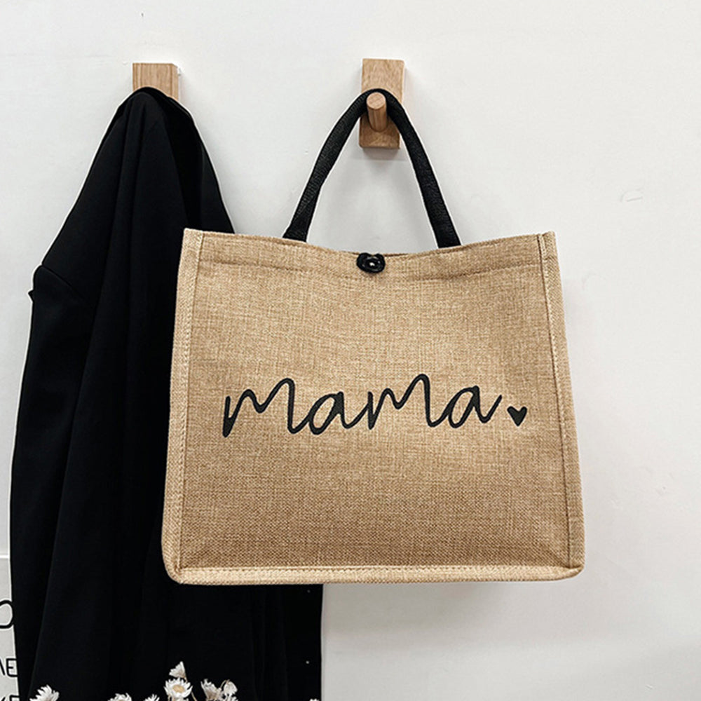 Jute Tote Bag with Handle Reusable Handbags Burlap Tote Mama Bag ST1
