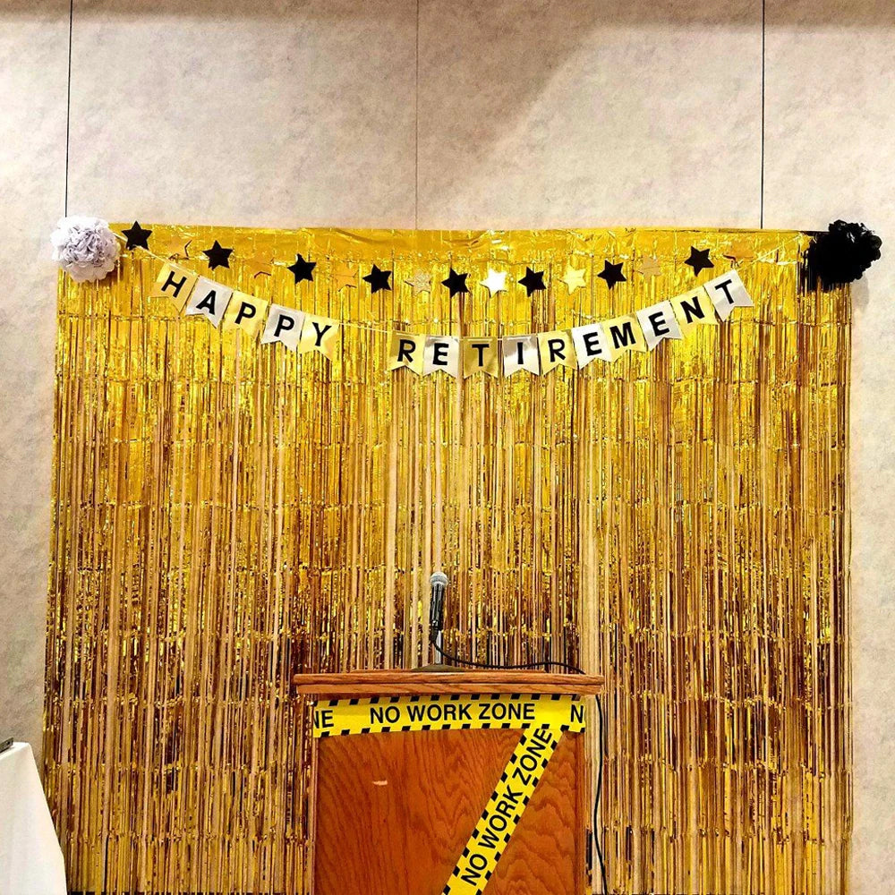 3Pcs 2m Fringe Backdrop Curtain Photo Props Celebration Party Decoration Gold