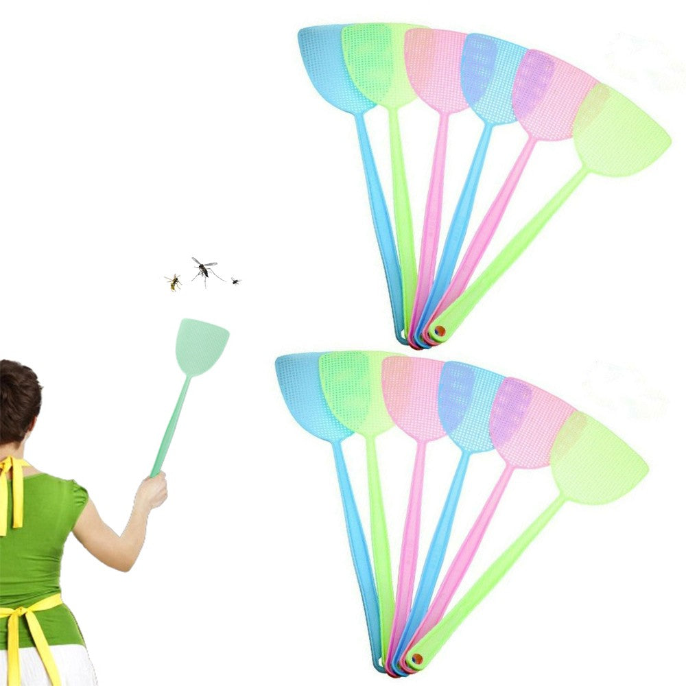 12Pcs Plastic Fly Swatter Manual Swat Pest Control with Long Handle