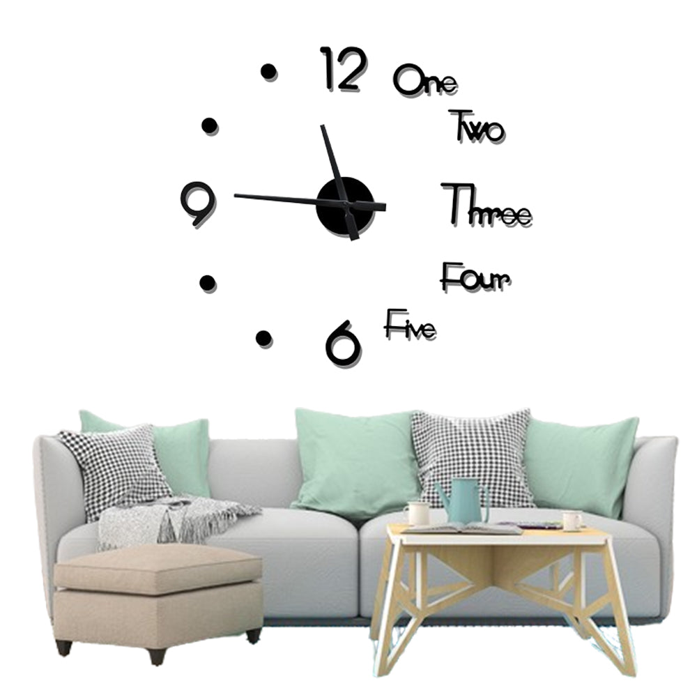 3D Wall Clock Acrylic Frameless Modern Wall Clock for Home Office Decor Black