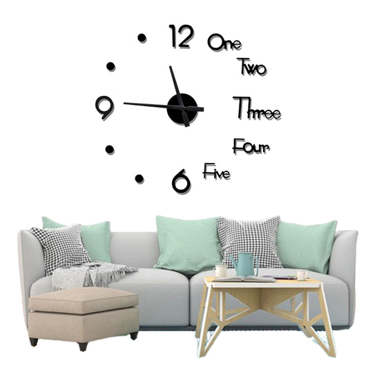 3D Wall Clock Acrylic Frameless Modern Wall Clock for Home Office Decor Black