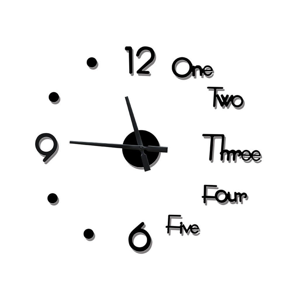 3D Wall Clock Acrylic Frameless Modern Wall Clock for Home Office Decor Black