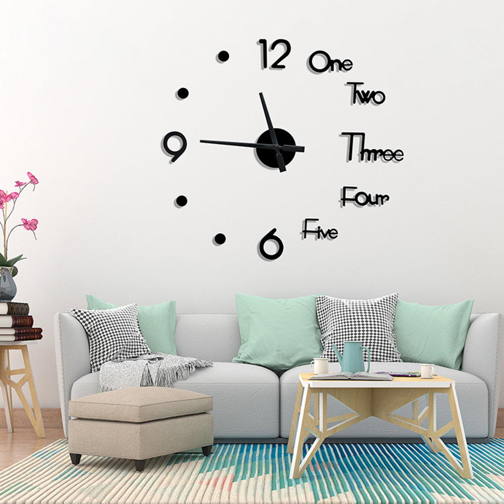 3D Wall Clock Acrylic Frameless Modern Wall Clock for Home Office Decor Black