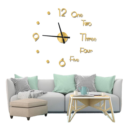 3D Wall Clock Acrylic Frameless Modern Wall Clock for Home Office Decor Gold