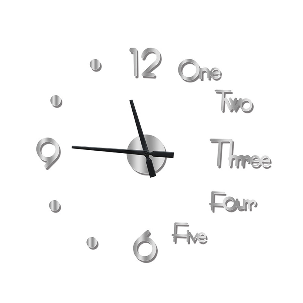 3D Wall Clock Acrylic Frameless Modern Wall Clock for Home Office Decor Silver