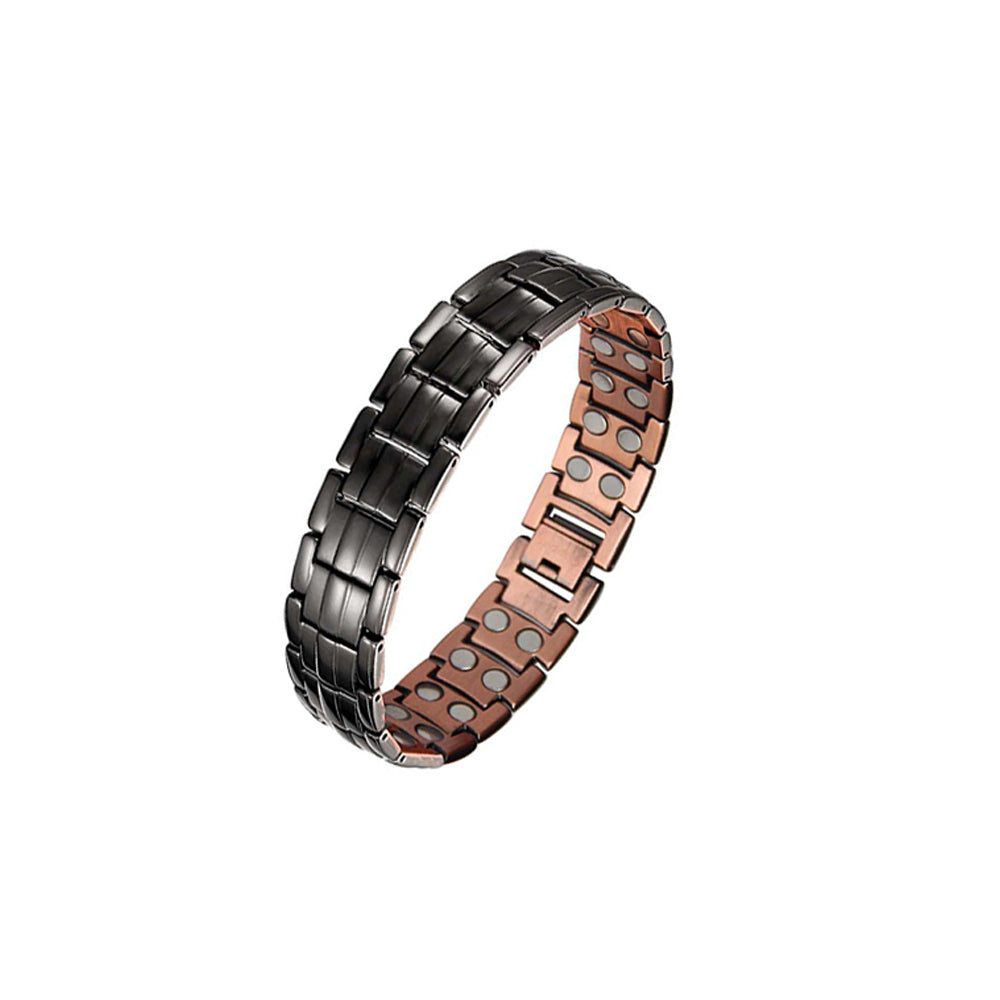 Pure Copper Bracelet with Double-Row Strong Magnets Black