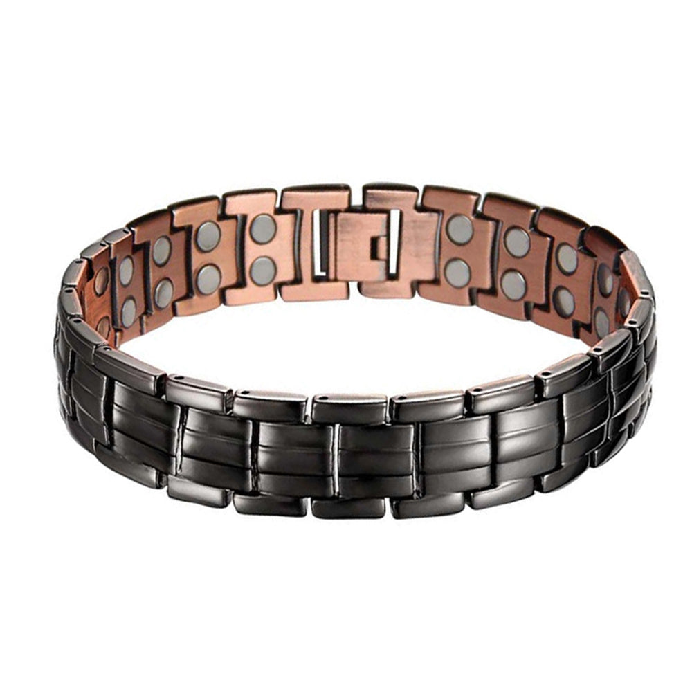 Pure Copper Bracelet with Double-Row Strong Magnets Black