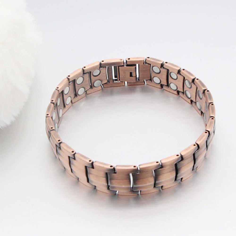Pure Copper Bracelet with Double-Row Strong Magnets Bronze