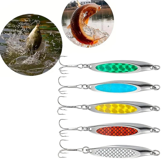 5Pcs Fishing Lure Metal Slugs Slice Spoon Spinner Baits Tackle