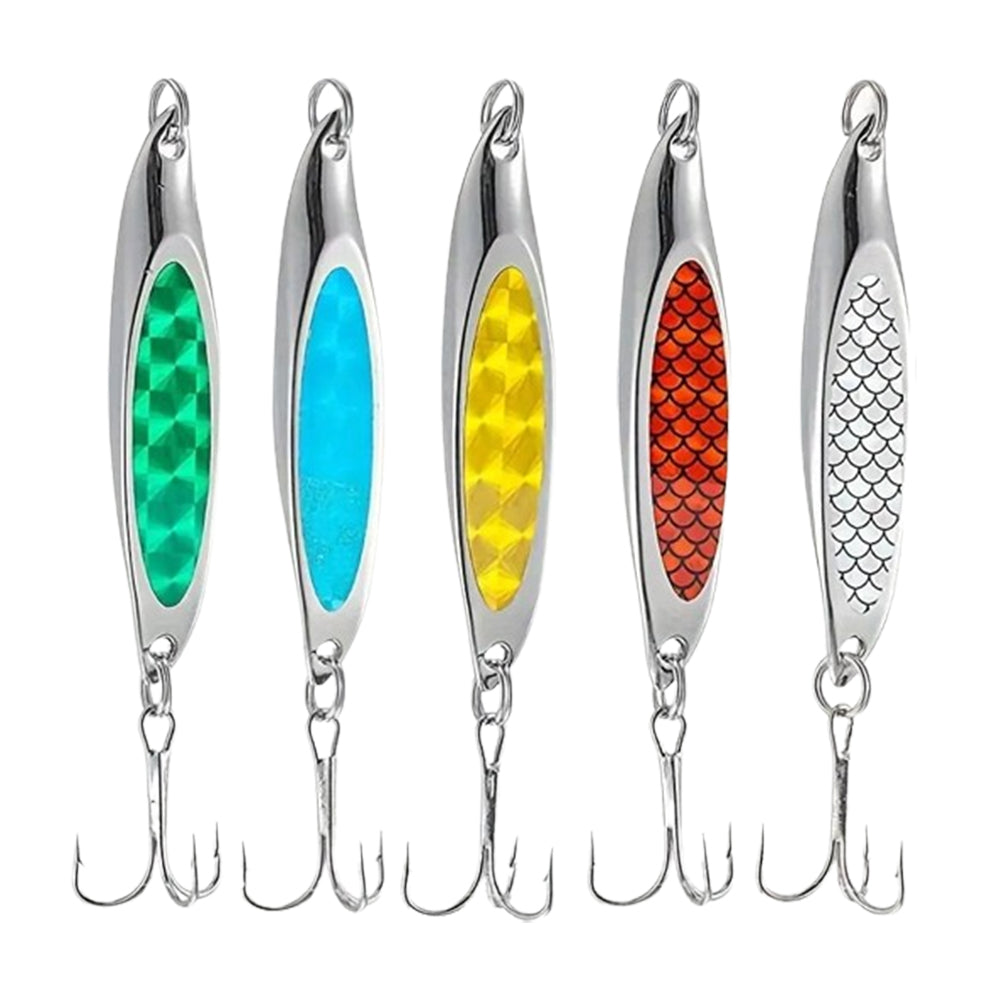 5Pcs Fishing Lure Metal Slugs Slice Spoon Spinner Baits Tackle