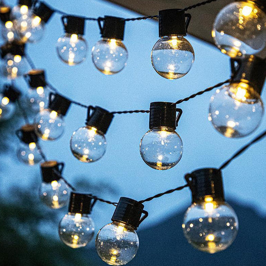 2Pcs Retro Solar String Lights Garden LED Festoon Party Globe 20 Bulbs Light