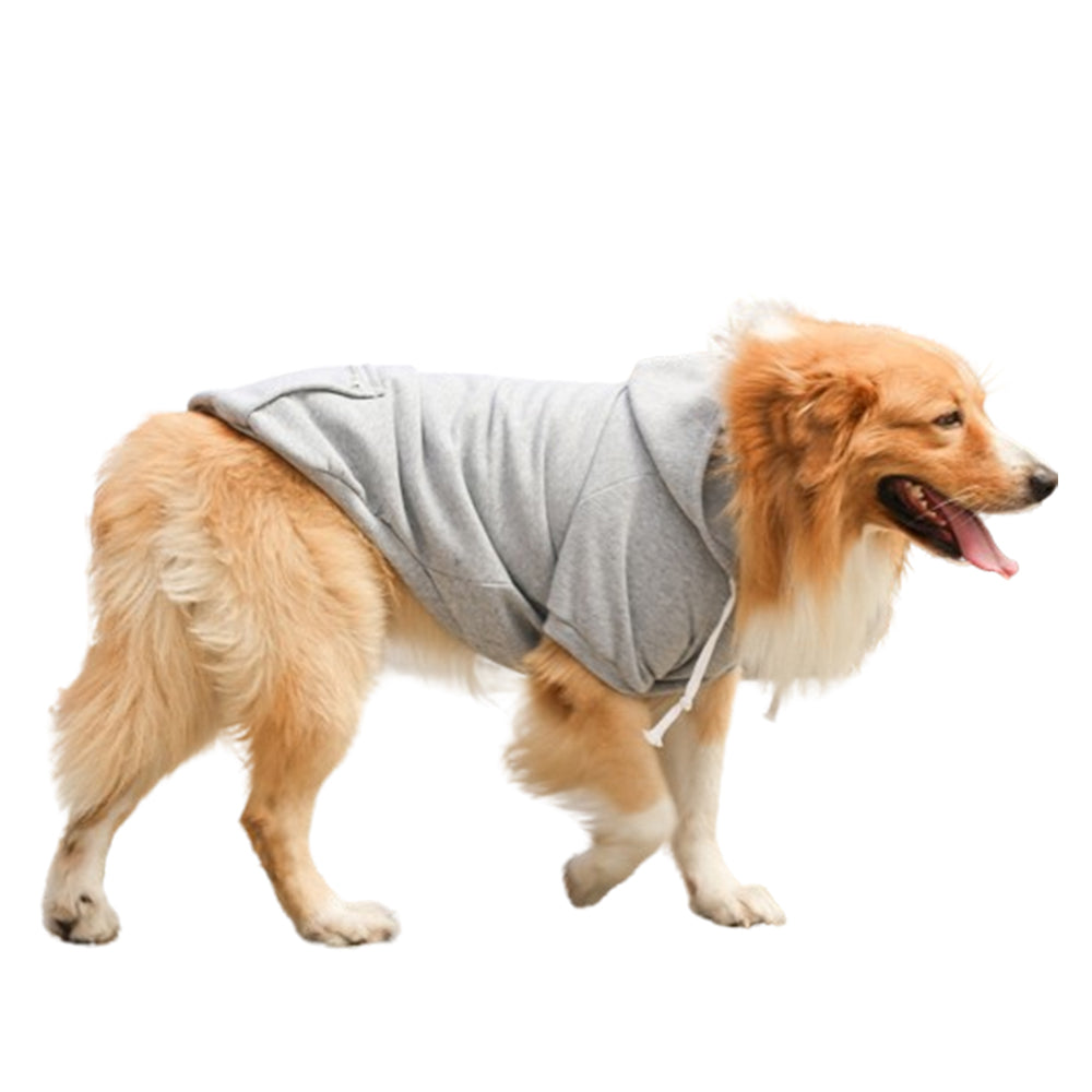 Warm Winter Pet Dog Hoodie with Pockets Grey M