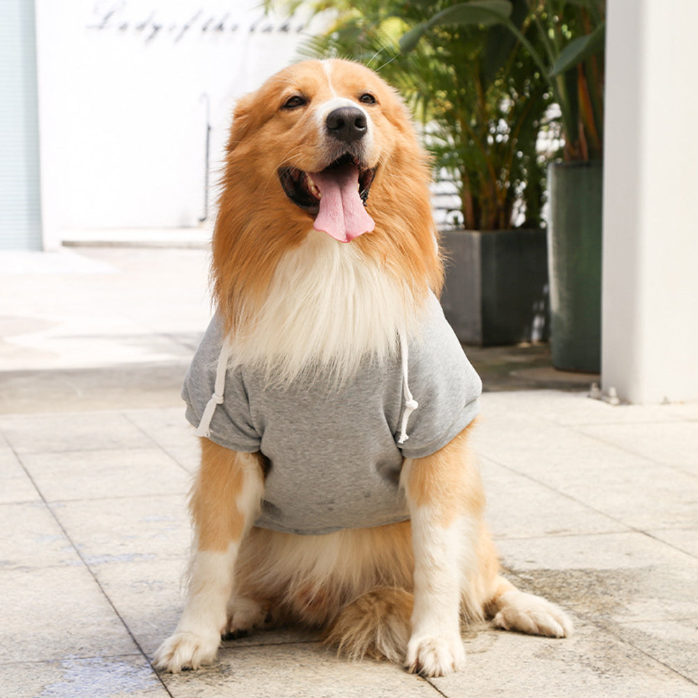 Warm Winter Pet Dog Hoodie with Pockets Grey S