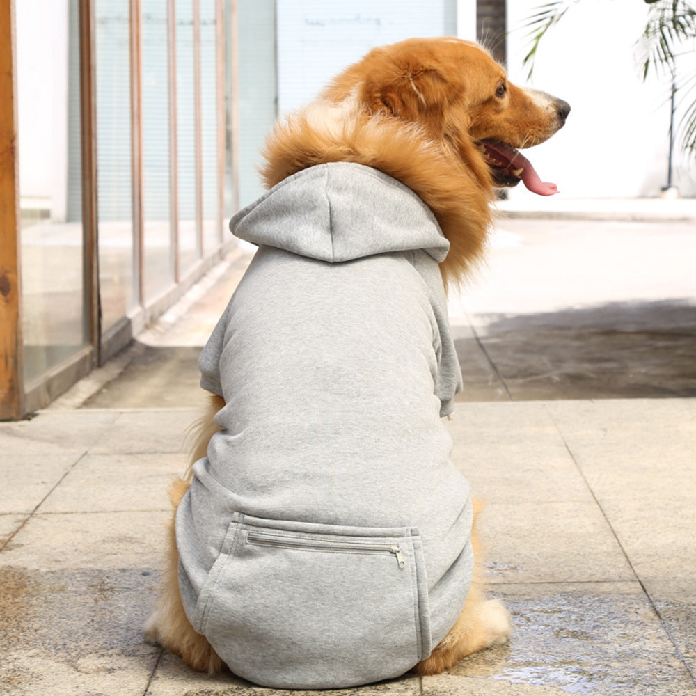 Warm Winter Pet Dog Hoodie with Pockets Grey S