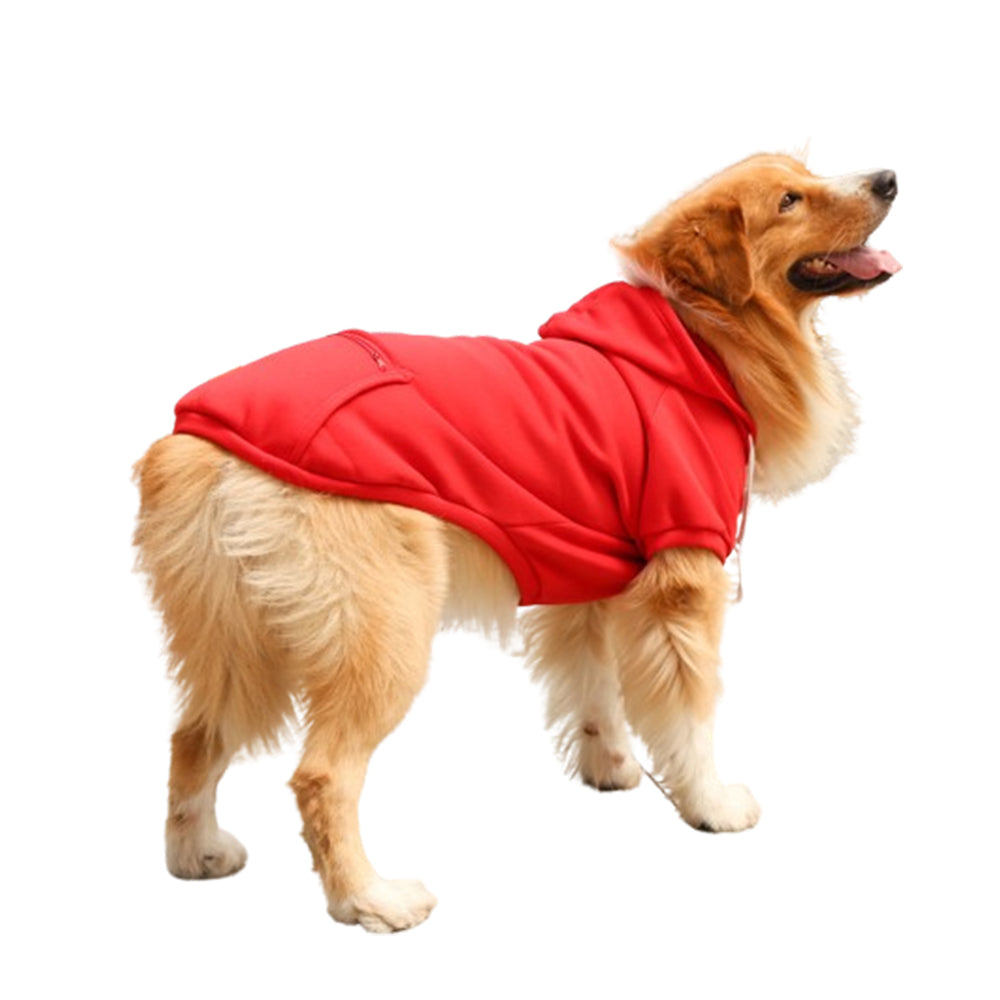 Warm Winter Pet Dog Hoodie with Pockets Red L
