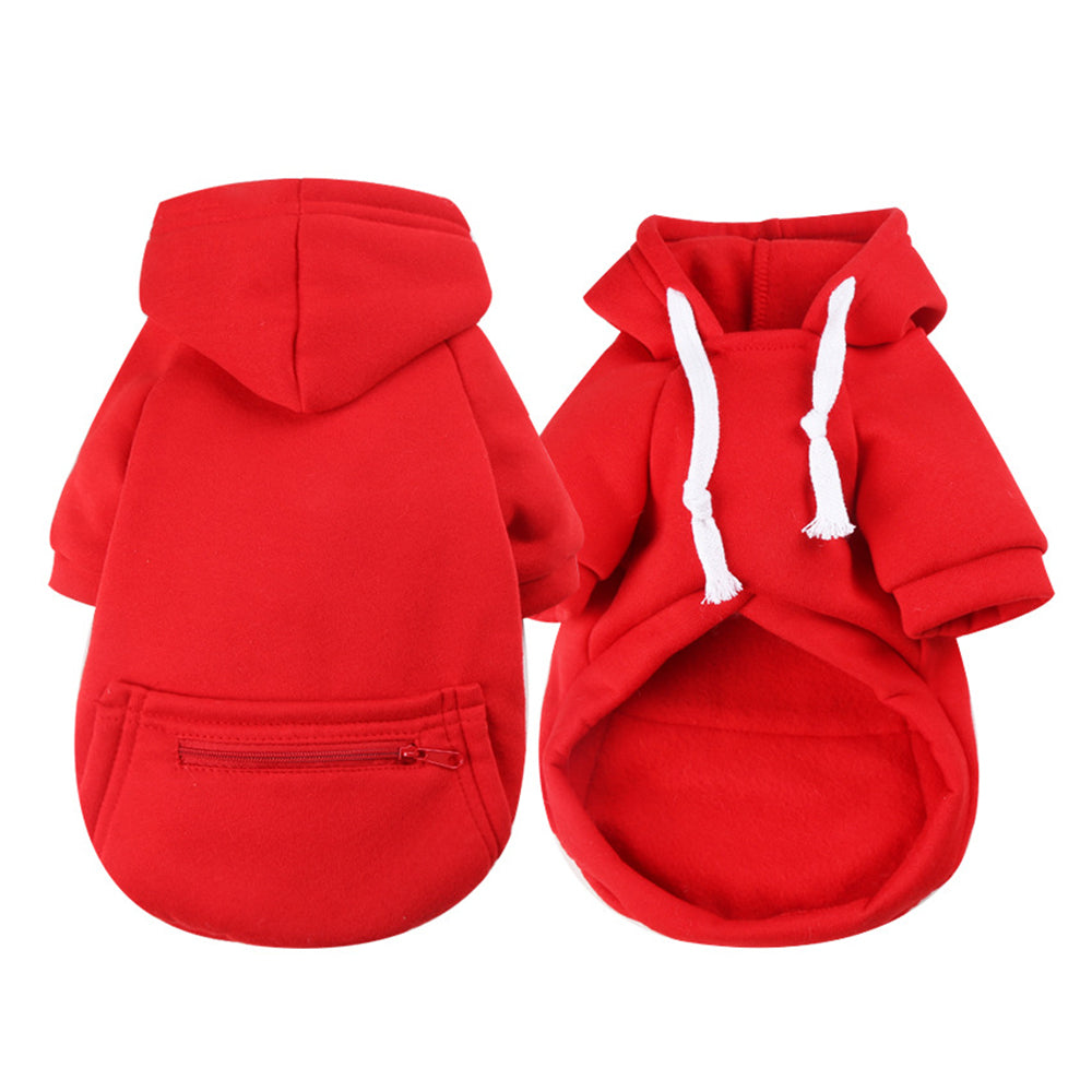 Warm Winter Pet Dog Hoodie with Pockets Red XL