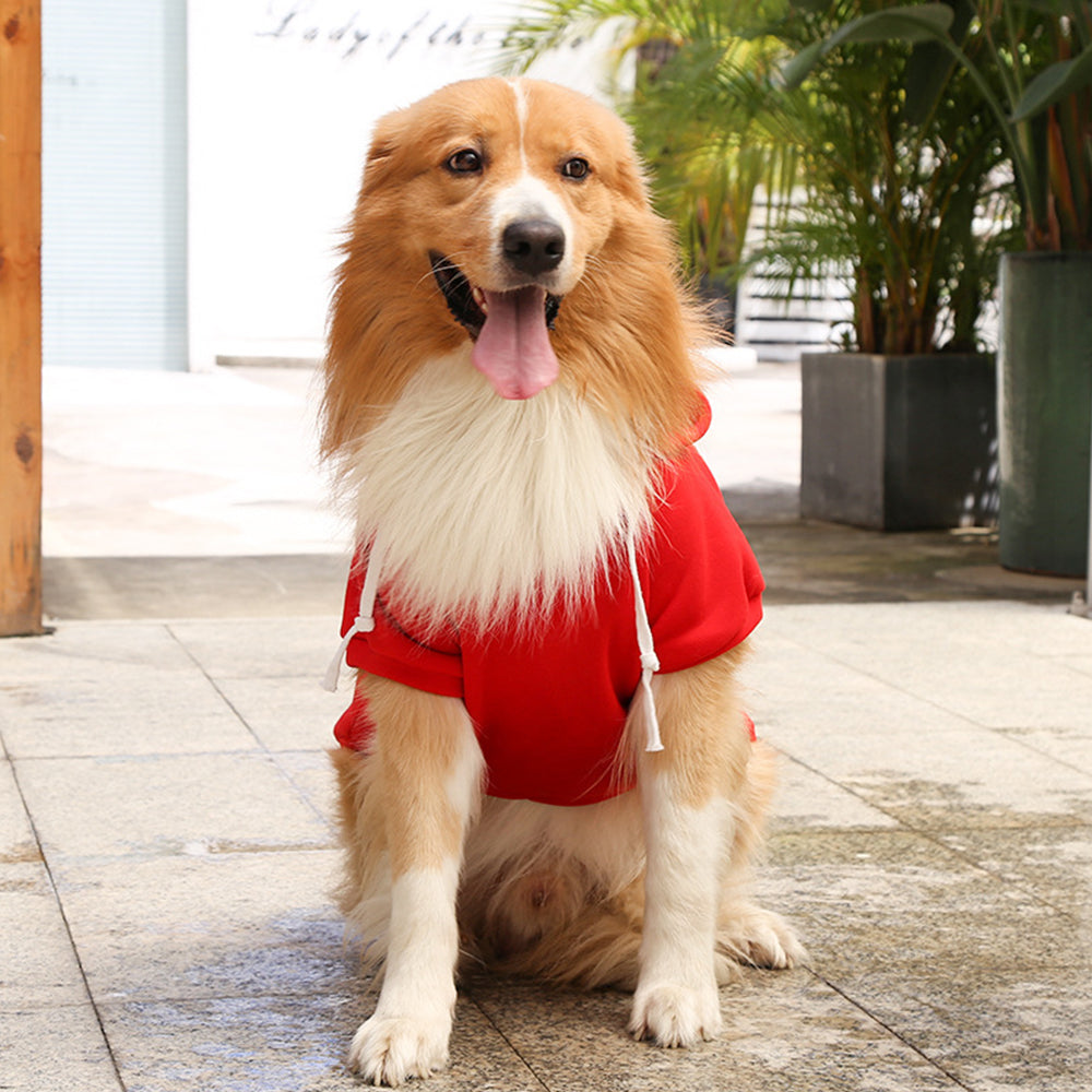 Warm Winter Pet Dog Hoodie with Pockets Red L