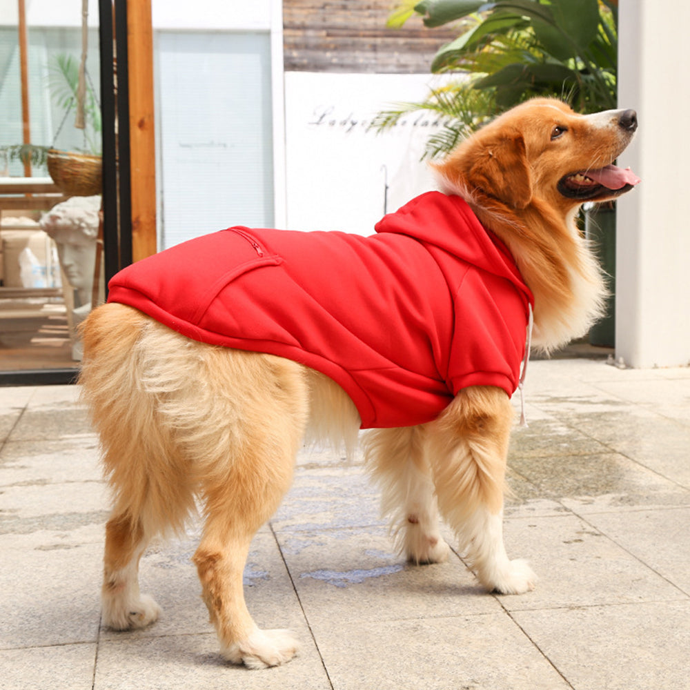 Warm Winter Pet Dog Hoodie with Pockets Red XL