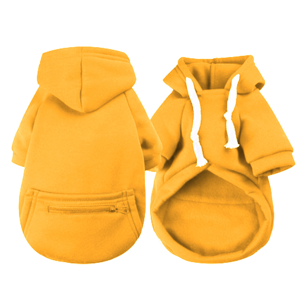 Warm Winter Pet Dog Hoodie with Pockets Yellow 3XL