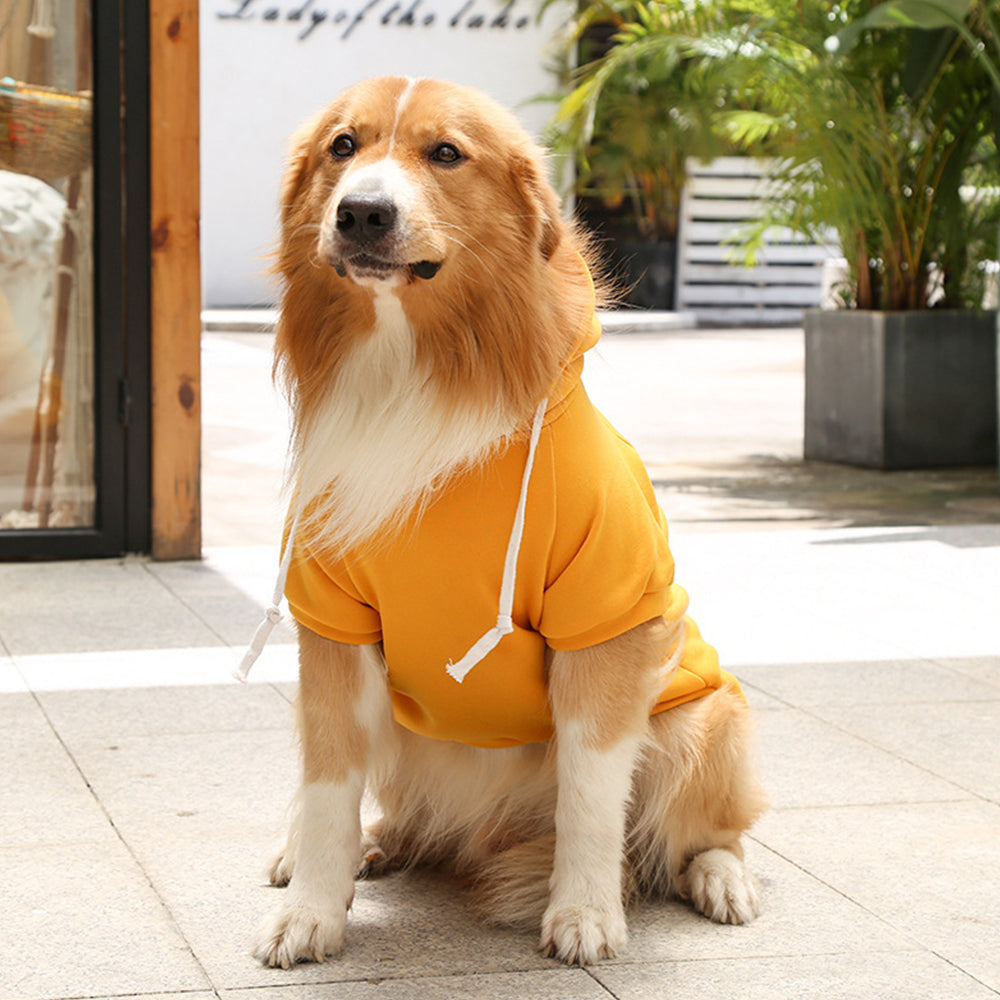 Warm Winter Pet Dog Hoodie with Pockets Yellow 3XL