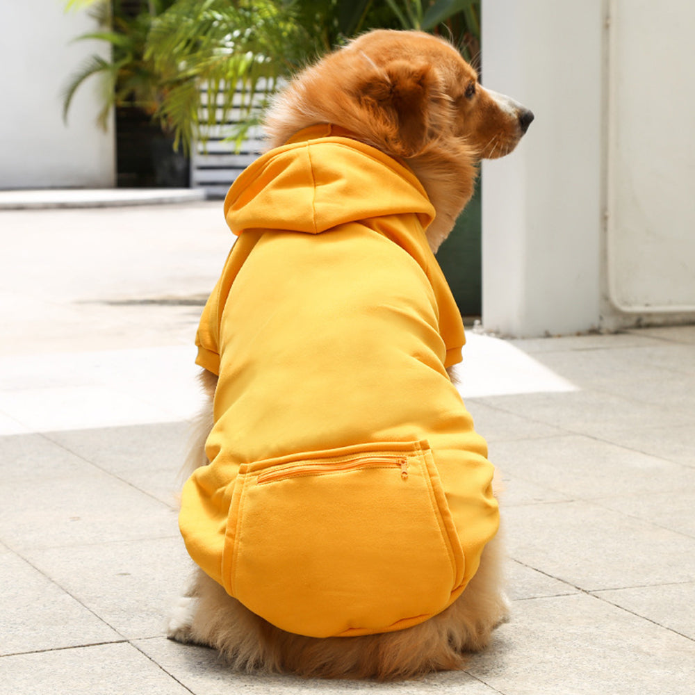 Warm Winter Pet Dog Hoodie with Pockets Yellow 3XL