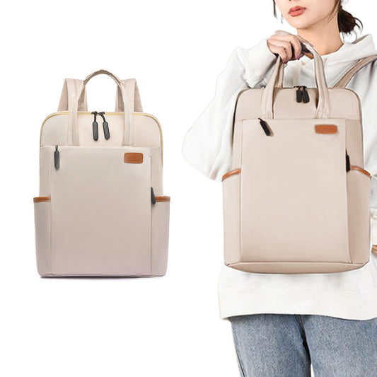 Women Laptop Backpack Rucksack Large Travel Bag School Bag Beige