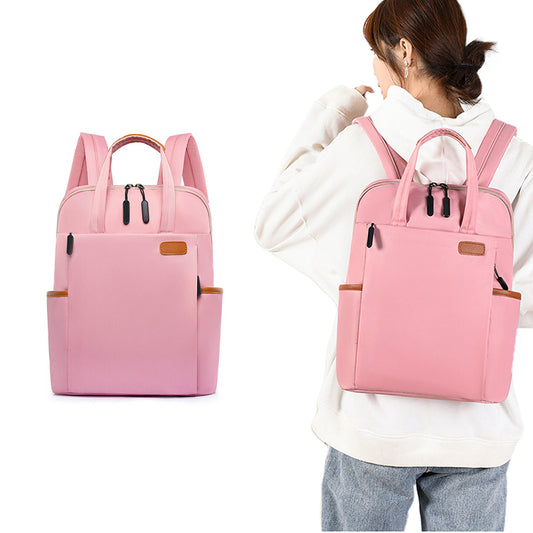 Women Laptop Backpack Rucksack Large Travel Bag School Bag Pink