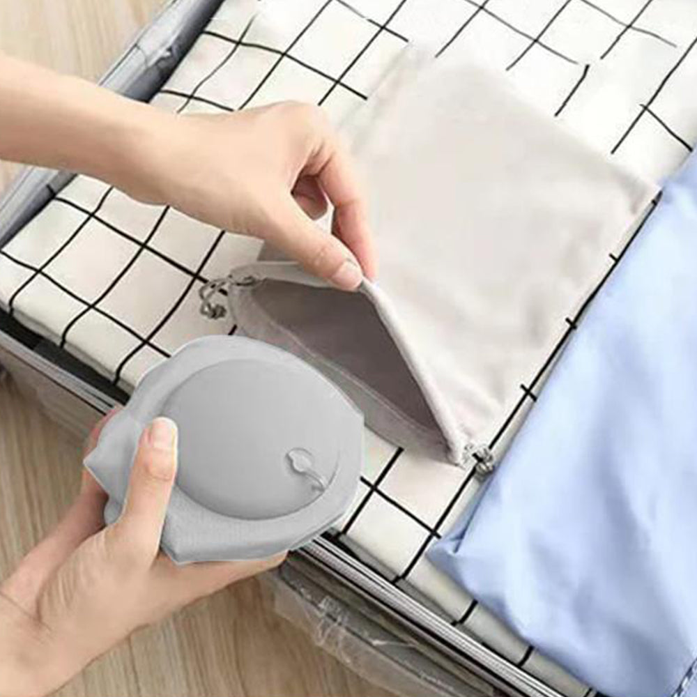 Press Type Inflatable U Shaped Travel Neck Pillow Flight Head Rest Cushion Grey