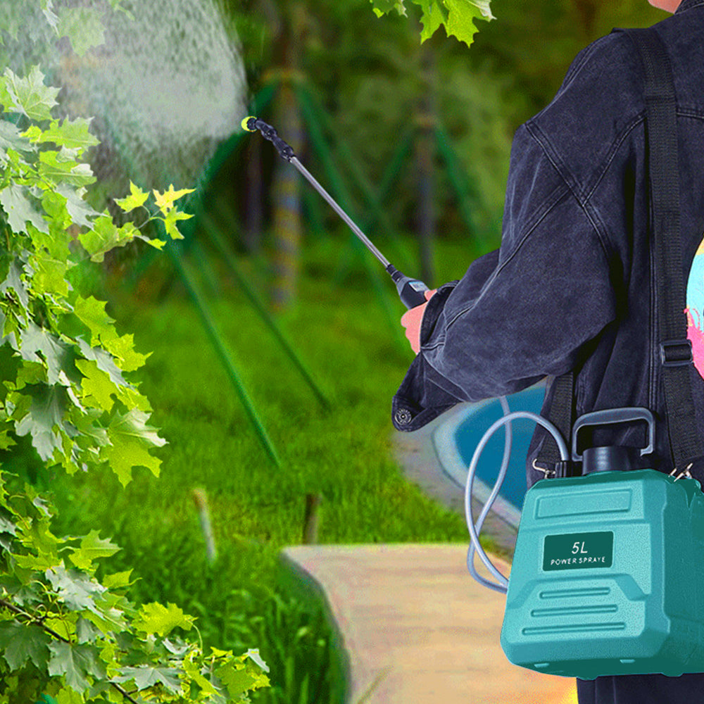 5L Electric Rechargeable Pesticide Weed Spray Backpack Fertiliser Sprayer Green