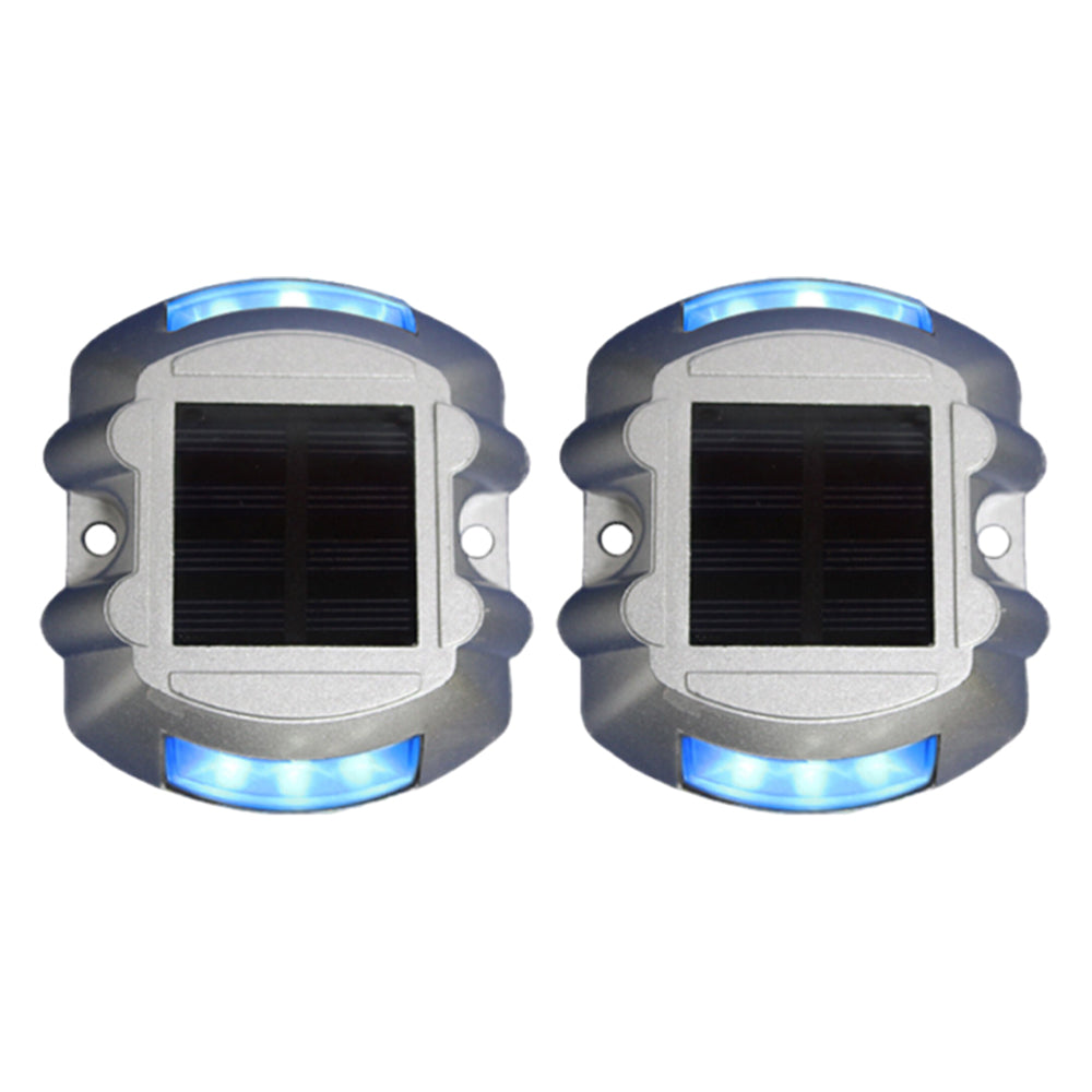 2Pcs Solar LED Pathway Driveway Light Lamp Dock Step Road Marker Light Blue