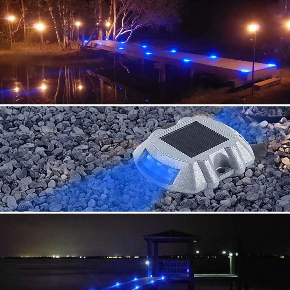 2Pcs Solar LED Pathway Driveway Light Lamp Dock Step Road Marker Light Blue