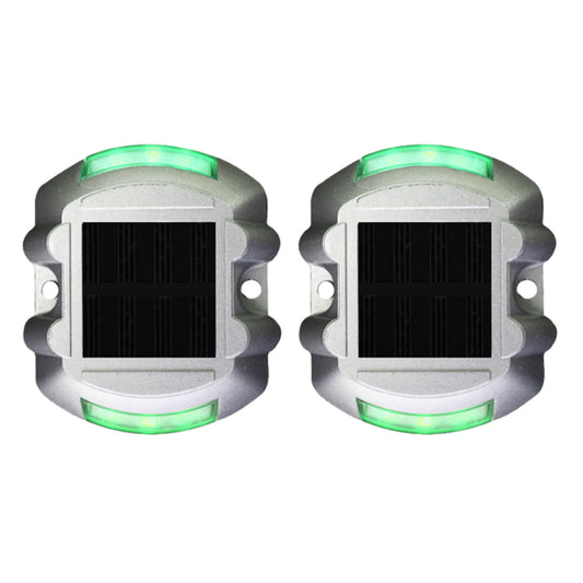 2Pcs Solar LED Pathway Driveway Light Lamp Dock Step Road Marker Light Green