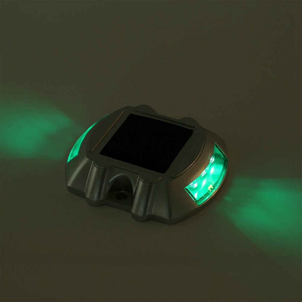 2Pcs Solar LED Pathway Driveway Light Lamp Dock Step Road Marker Light Green
