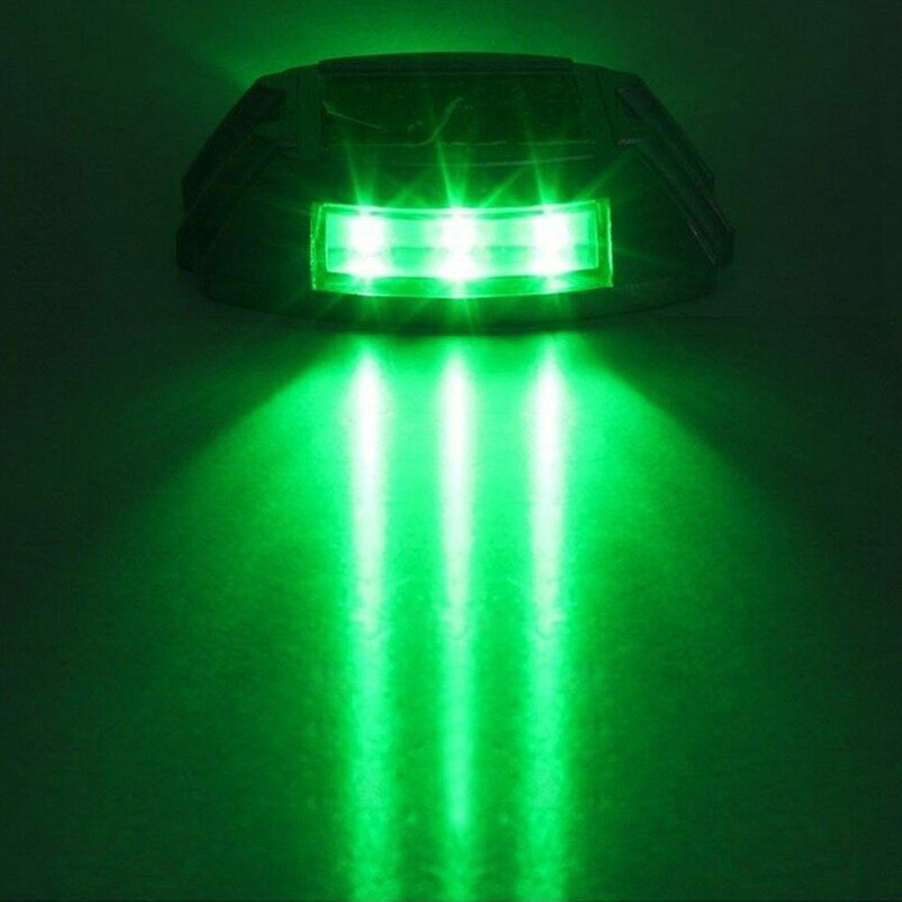 2Pcs Solar LED Pathway Driveway Light Lamp Dock Step Road Marker Light Green