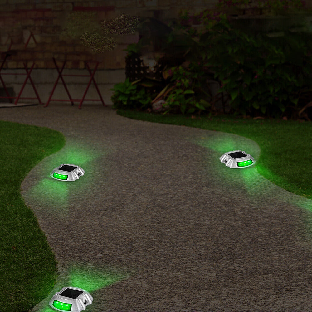 2Pcs Solar LED Pathway Driveway Light Lamp Dock Step Road Marker Light Green