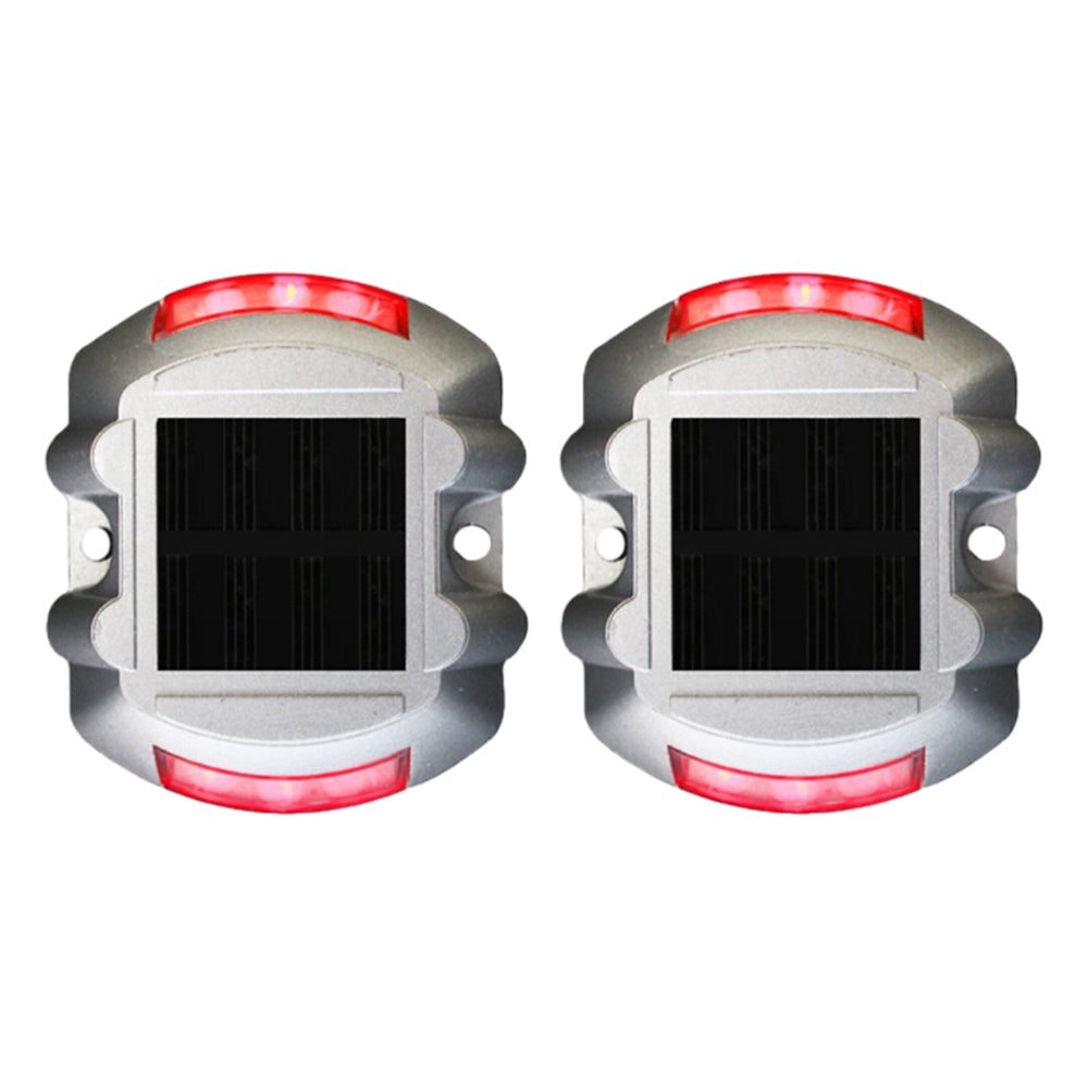 2Pcs Solar LED Pathway Driveway Light Lamp Dock Step Road Marker Light Red