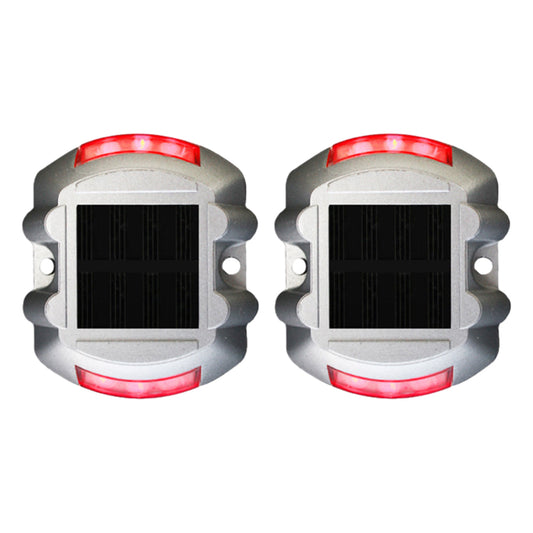 2Pcs Solar LED Pathway Driveway Light Lamp Dock Step Road Marker Light Red