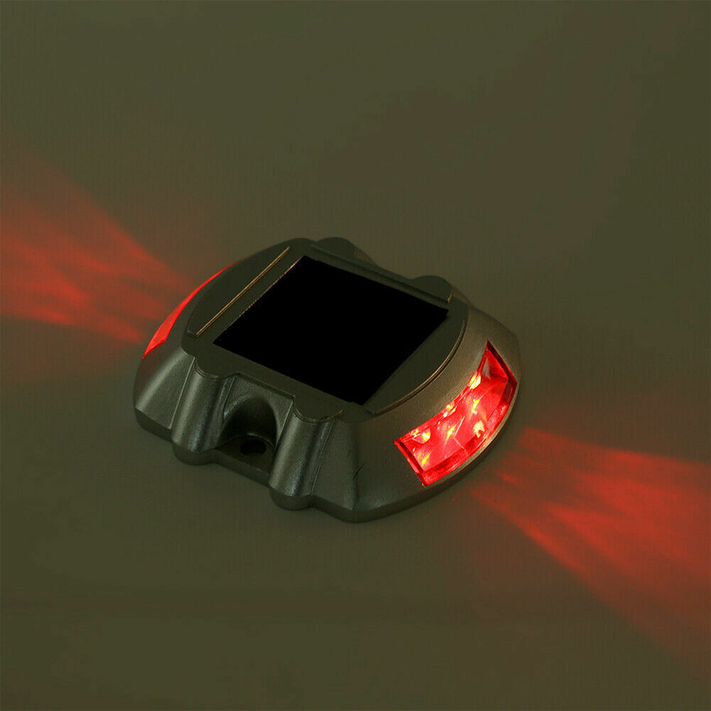 2Pcs Solar LED Pathway Driveway Light Lamp Dock Step Road Marker Light Red