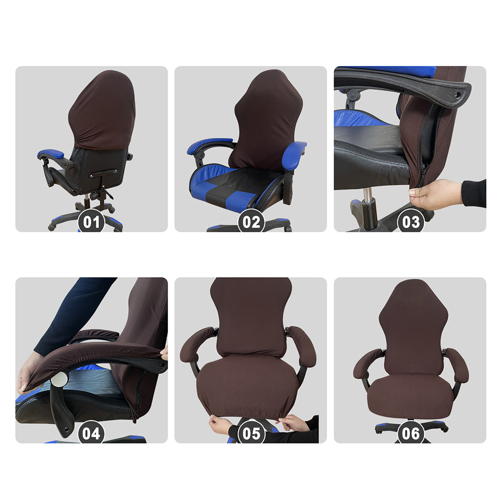 Stretch Gaming Chair Cover Office Computer Racing Chair Seat Protector Black