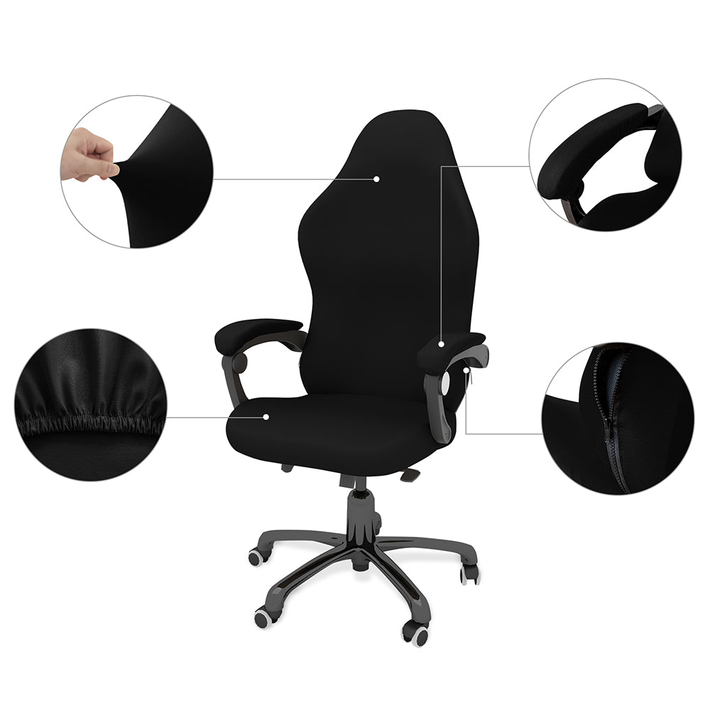Stretch Gaming Chair Cover Office Computer Racing Chair Seat Protector Black