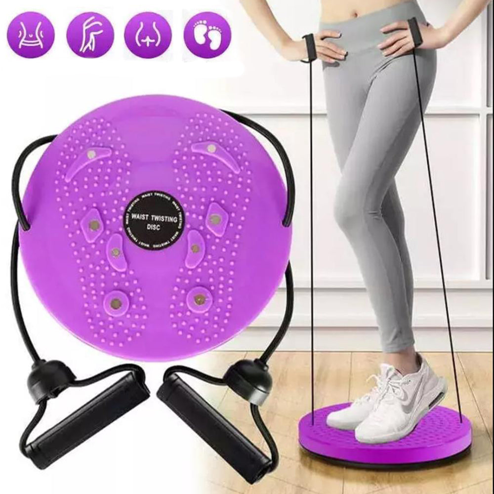 Twist Waist Board Foot Sole Massage Balance Rotating Disc with Drawstring Purple