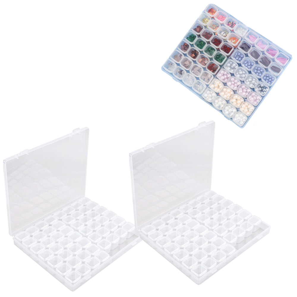 2Pcs 56 Grid Clear Mini Portable Organizing Box Jewelry Box Pill Box Organizer