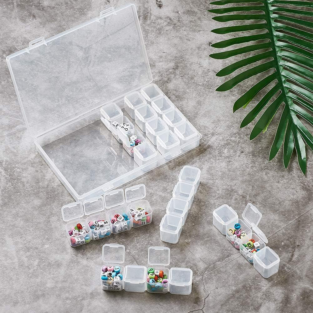 2Pcs 56 Grid Clear Mini Portable Organizing Box Jewelry Box Pill Box Organizer