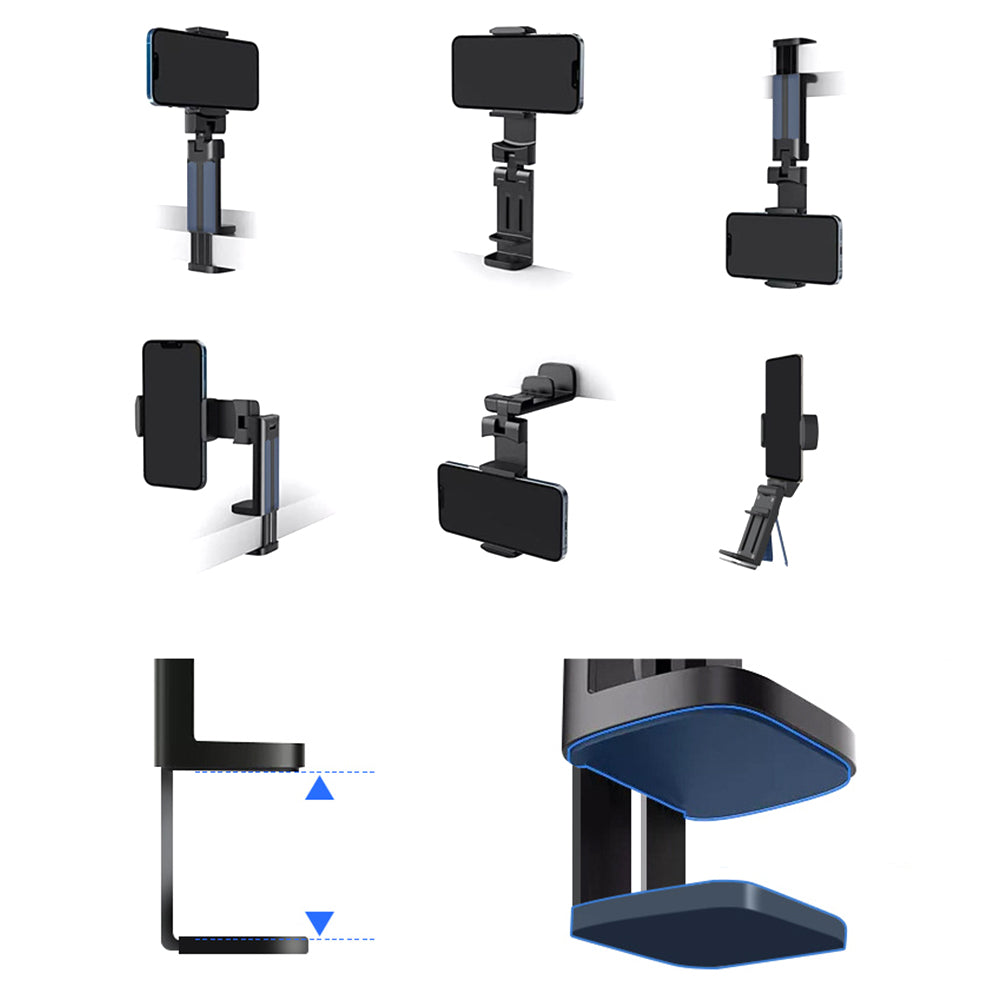 2Pcs Portable Phone Holder Foldable Adjustable Travel Stand Desk Mount Clamp