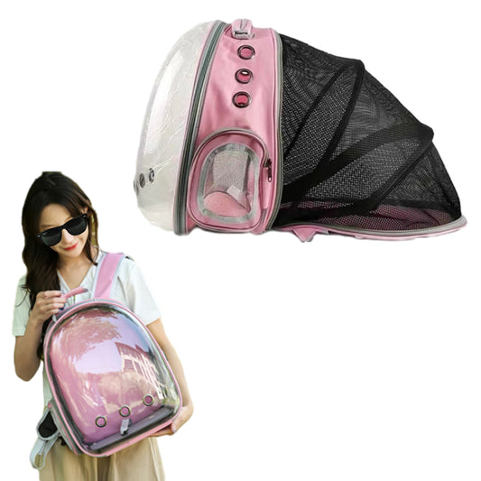 Pet Carrier Backpack Expandable Outdoor Large Capacity Pet Backpack Pink