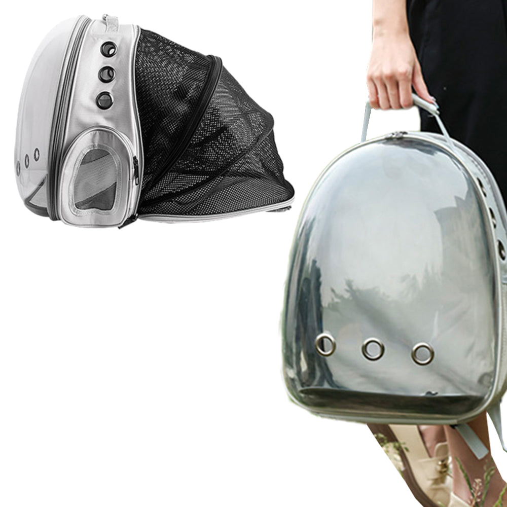 Pet Carrier Backpack Expandable Outdoor Large Capacity Pet Backpack Grey