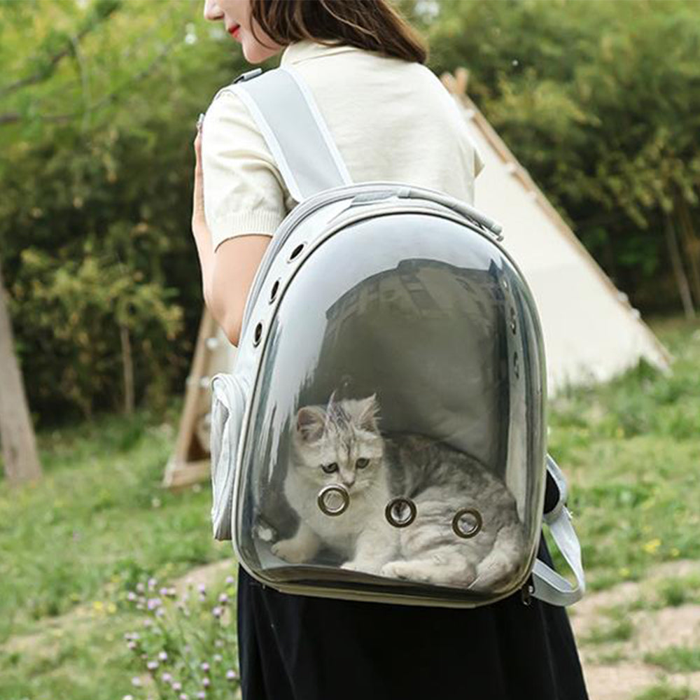 Pet Carrier Backpack Expandable Outdoor Large Capacity Pet Backpack Grey