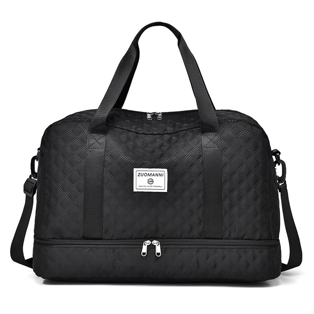 Large Capacity Travel Duffel Bag Versatile Shoe Compartment Tote Bag Black